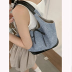 Bolso de hombro Simple de gran capacidad para mujer, bolsos de mano femeninos de color de contraste, bolsos de axilas casuales, bolsos de mano de moda para damas