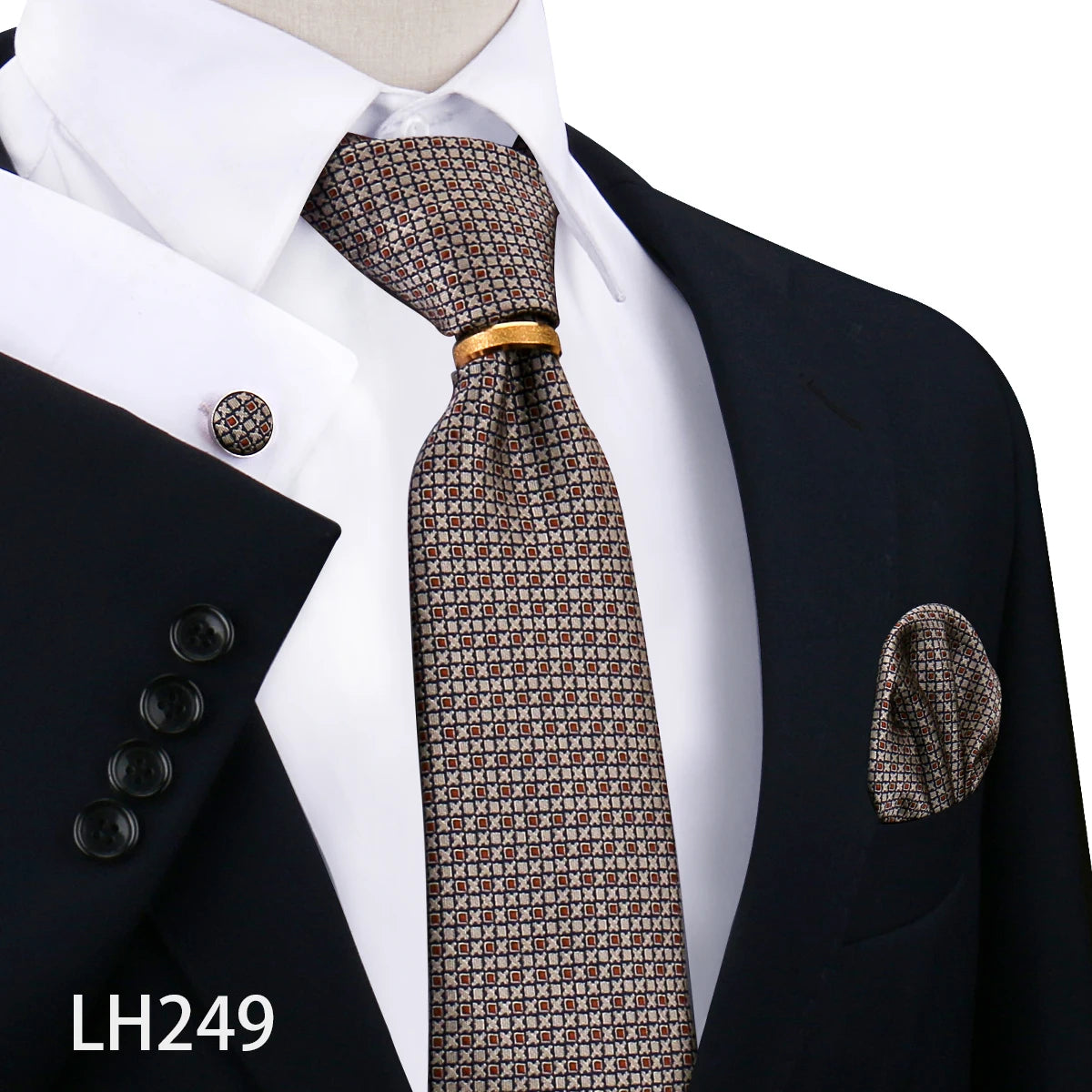 Set De Corbata Anillo Gemelos Pañuelo Accesorio De Traje Boda