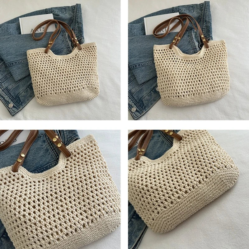 Bolso De Hombro De Punto Mujer Playa Versátil Grande Casual
