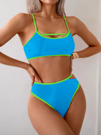 Bikini Sin Espalda Color Bloqueado Sexy - Traje de Baño 2025