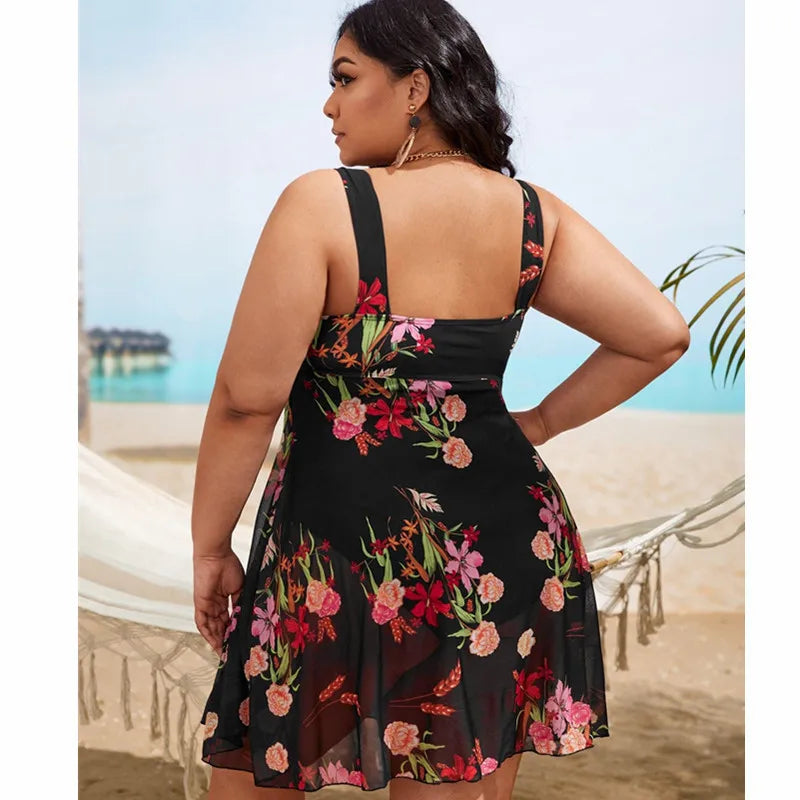 Traje de Baño de Una Pieza con Estampado Floral de Verano