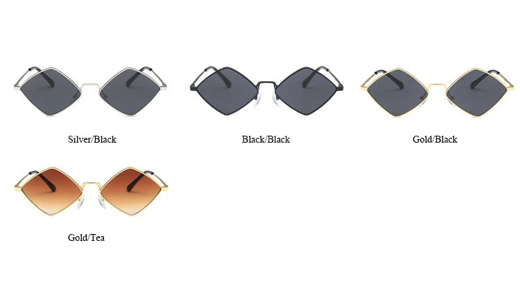 Gafas Sol Punk Rombo Pequeño Marco Metálico | Diseñador Tendencia UV400 Para Conducir