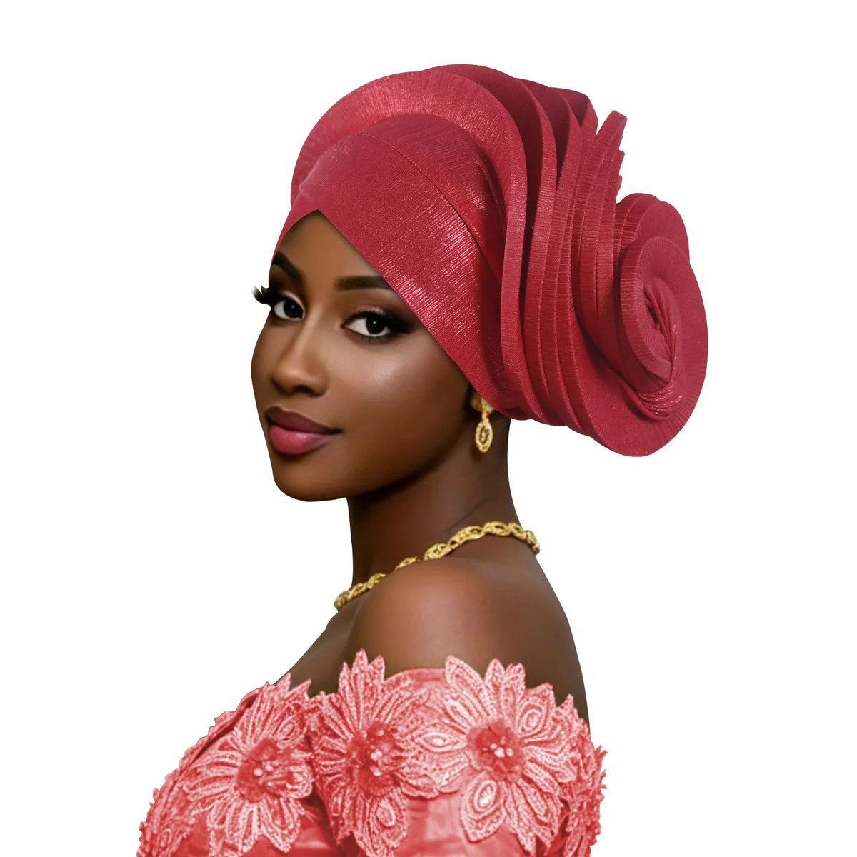 Turbante Elástico con Volantes para Mujer, Auto Gele