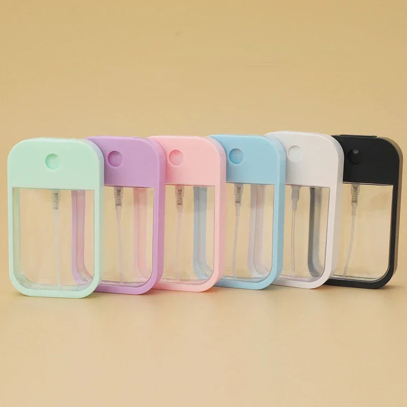 Nuevo 45ml 6 colores portátil recargable desinfectante de manos botellas de Alcohol Mini tarjeta botella con pulverizador viaje subembotellado cosméticos prensa