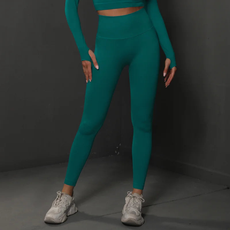 VEQKING-pantalones de Yoga sin costuras para mujer, mallas deportivas de secado rápido, mallas deportivas de cintura alta para gimnasio, pantalones de entrenamiento con fruncido en el trasero