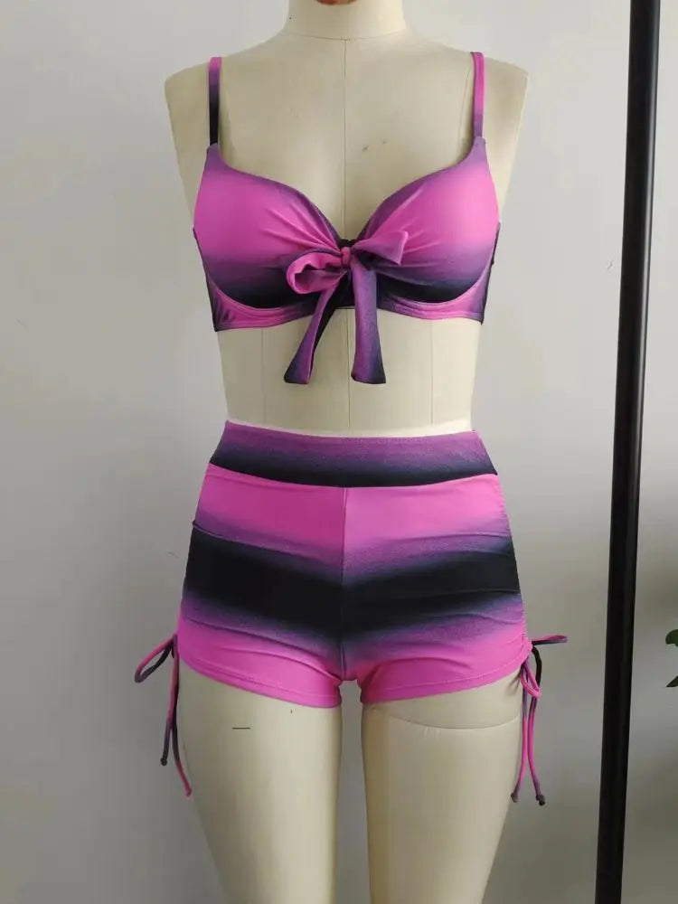Bikini Teñido y Anudado - Estilo Boho Chic para Vacaciones en la Costa