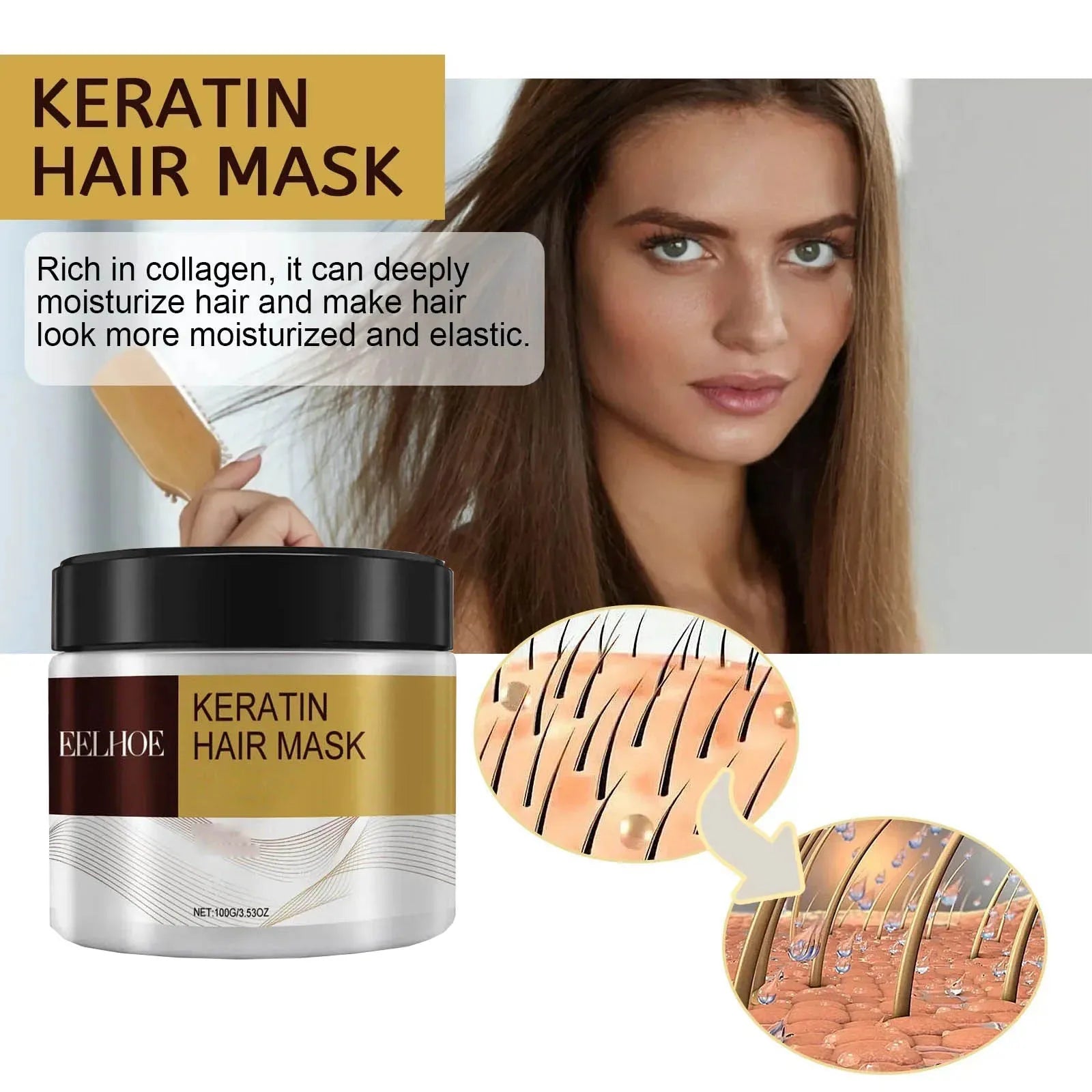 Membrana para el cabello, reparación Natural, mascarilla para el cabello, previene la sequedad, reparación de extremos divididos, daño, enredos de Frizz, productos para el cuidado del cabello suave y liso