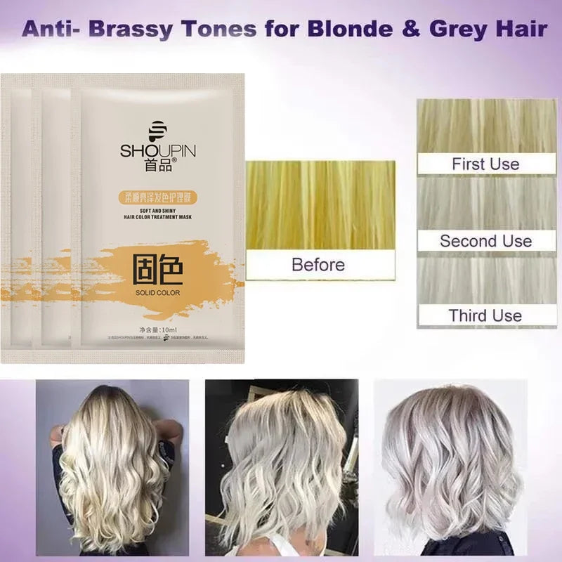 Mascarilla para el cabello con bloqueo mágico, blanqueador de cabello rubio, amarillo, elimina el lino, efecto Color gris plateado, champú para el cabello antioloros de latón