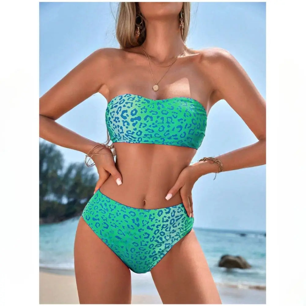 Bikini Sin Tirantes de Leopardo - Traje de Baño Sexy para Verano Tico