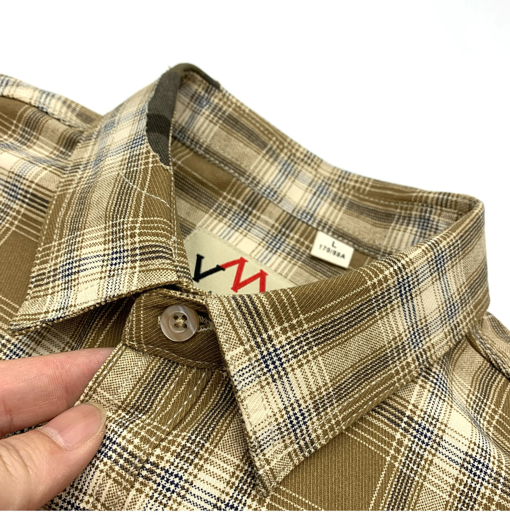 Camisa Cuadros Hombre | Algodón 100% | Estilo Retro Japonés | Manga Corta | Ticotrendy Costa Rica