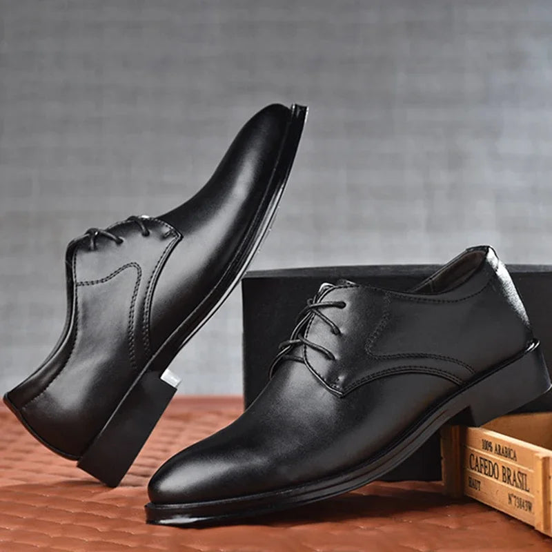 Zapatos de Hombre | Oxfords de Cuero Negro Formales | Negocios y Bodas | Talla Grande | Tico Trendy