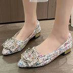 Zapatos Planos de Retales con Hebilla | Estilo Coreano | Punta Estrecha | Primavera y Otoño