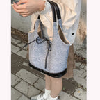 Bolso de hombro Simple de gran capacidad para mujer, bolsos de mano femeninos de color de contraste, bolsos de axilas casuales, bolsos de mano de moda para damas