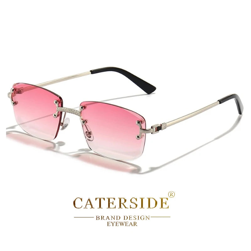Gafas de Sol CATERSIDE | Cobre y Lentes Degradados Azules | Cuadradas Sin Montura | Lujo Unisex