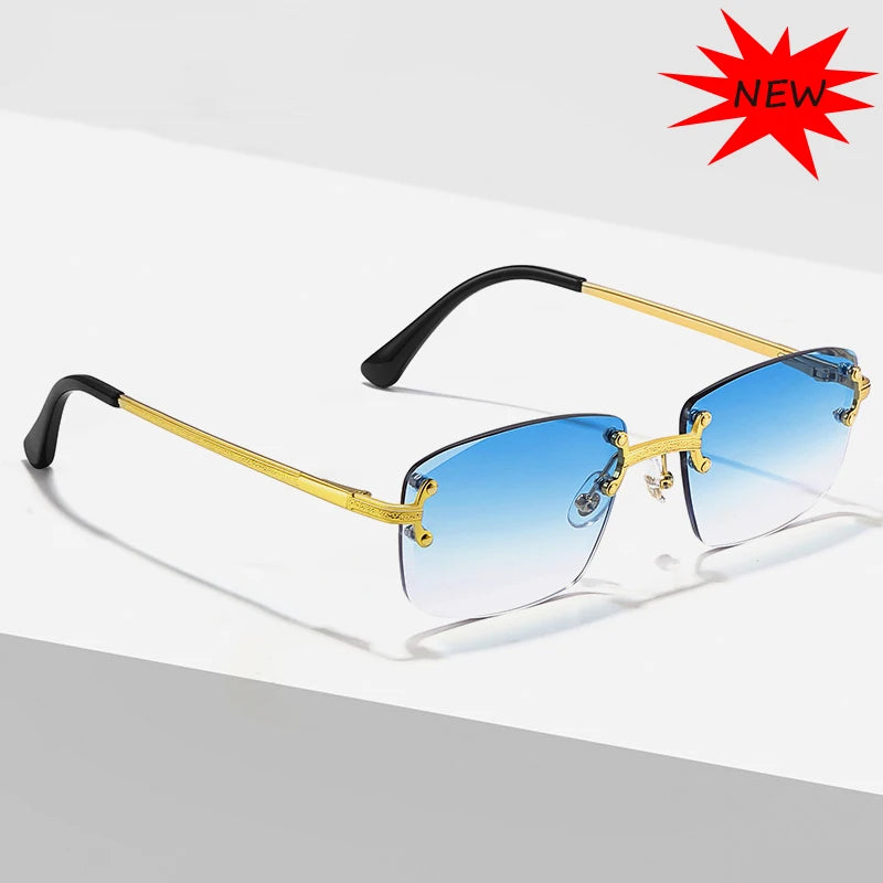 Gafas de Sol CATERSIDE | Cobre y Lentes Degradados Azules | Cuadradas Sin Montura | Lujo Unisex