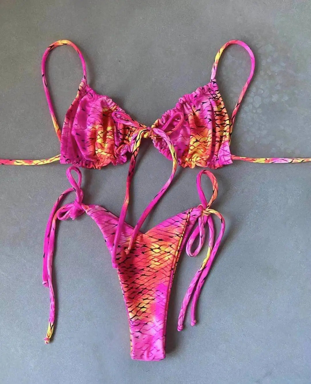 Bikini Sexy de Cintura Alta y Color Sólido - Traje de Baño de Verano 2025