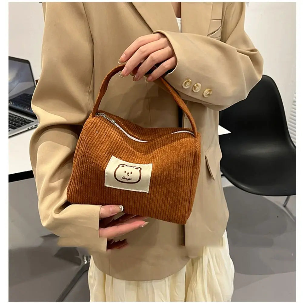 Bolso / Neceser de Pana Suave de Gran Capacidad con Diseño de Dibujos Animados
