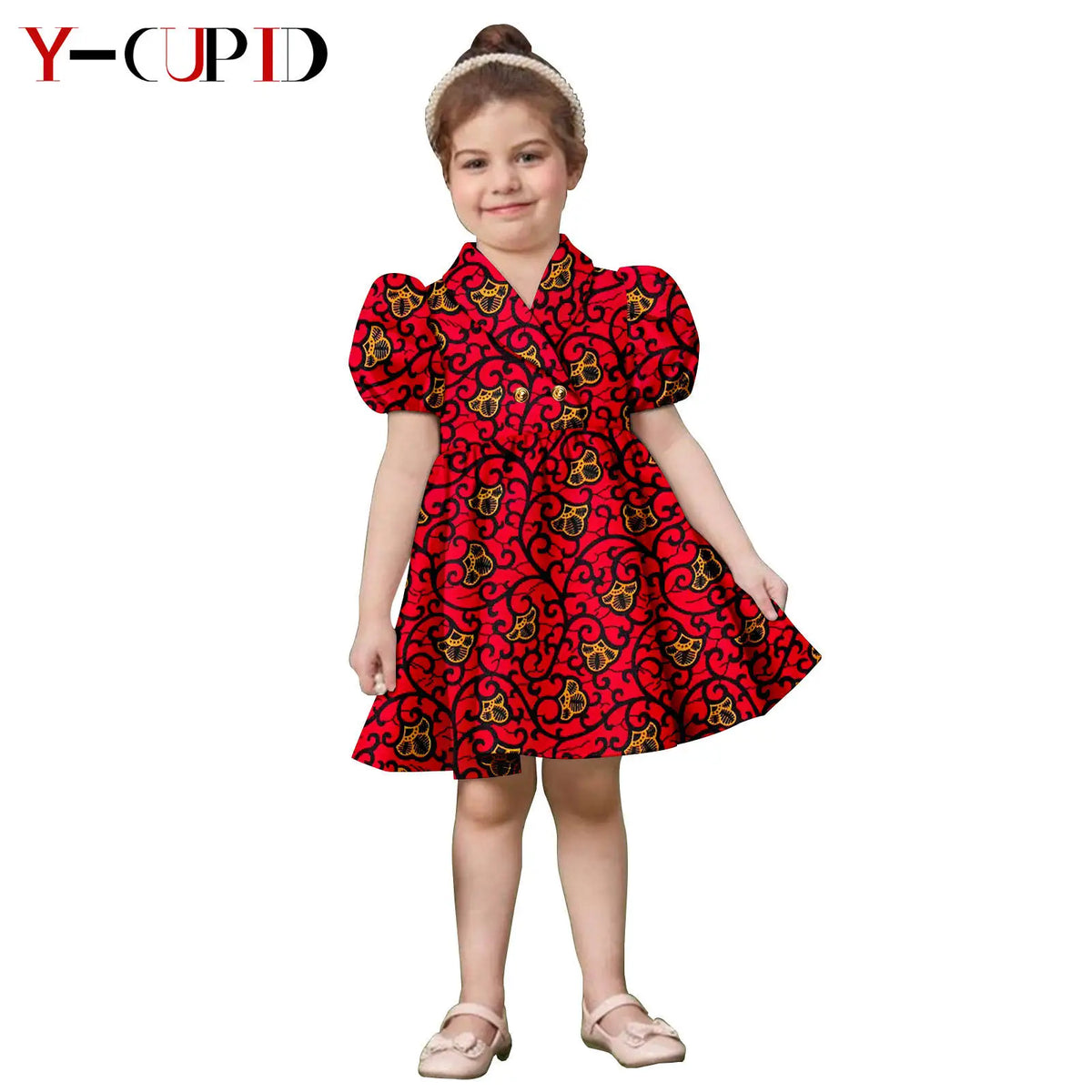 Vestido Princesa Manga Puff Ankara Niña | Fiesta | Tallas S-XXL | Tico Trendy