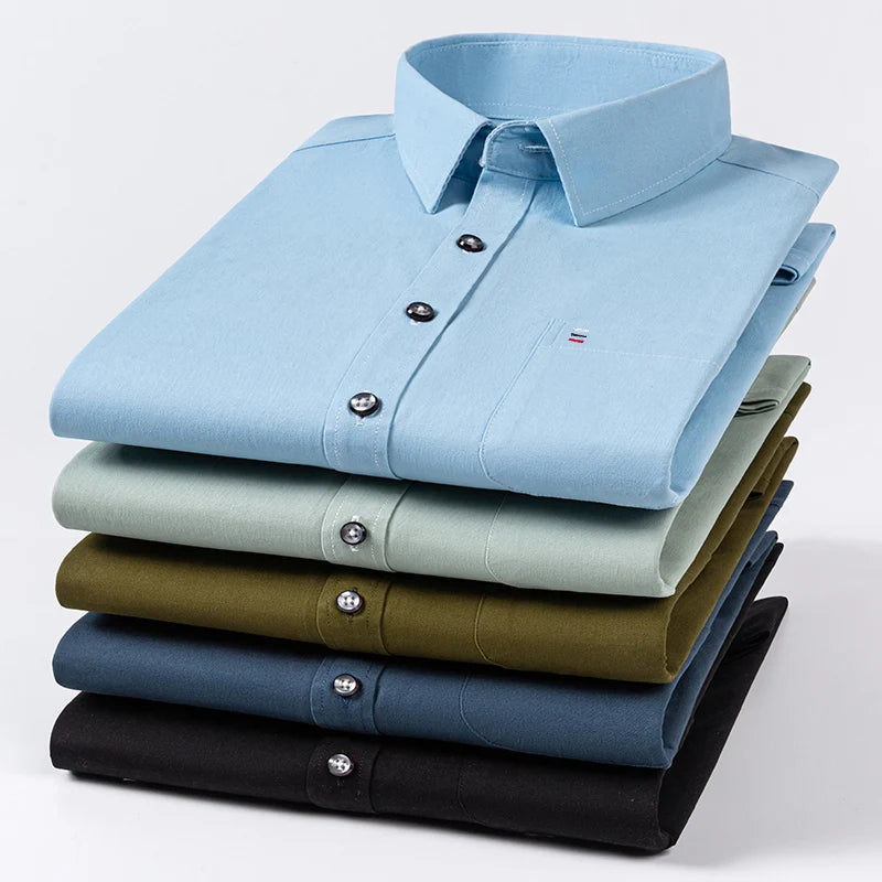 Camisa Algodón Manga Larga | Bolsillo | Negro Clásico | Ajuste Regular Hombre | Ticotrendy