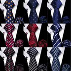 Conjunto Corbata Pañuelo Gemelos Negocios Boda Accesorio De Moda