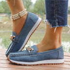 Mocasines con Plataforma y Cadena Metálica | Cuero PU | Suela Blanda Antideslizante