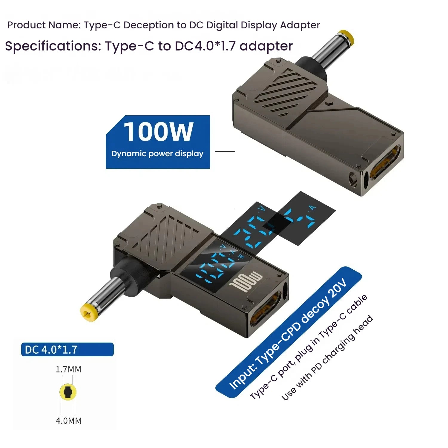 Adaptador Tipo C A DC | Cargador Laptop 100W | Convertidor Power Delivery | Ticotrendy
