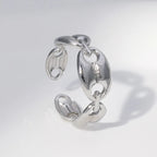 Anillos de café cubanos de Hip Hop para mujeres y hombres, anillos abiertos ajustables de acero inoxidable de Color dorado y plateado, accesorios de regalo