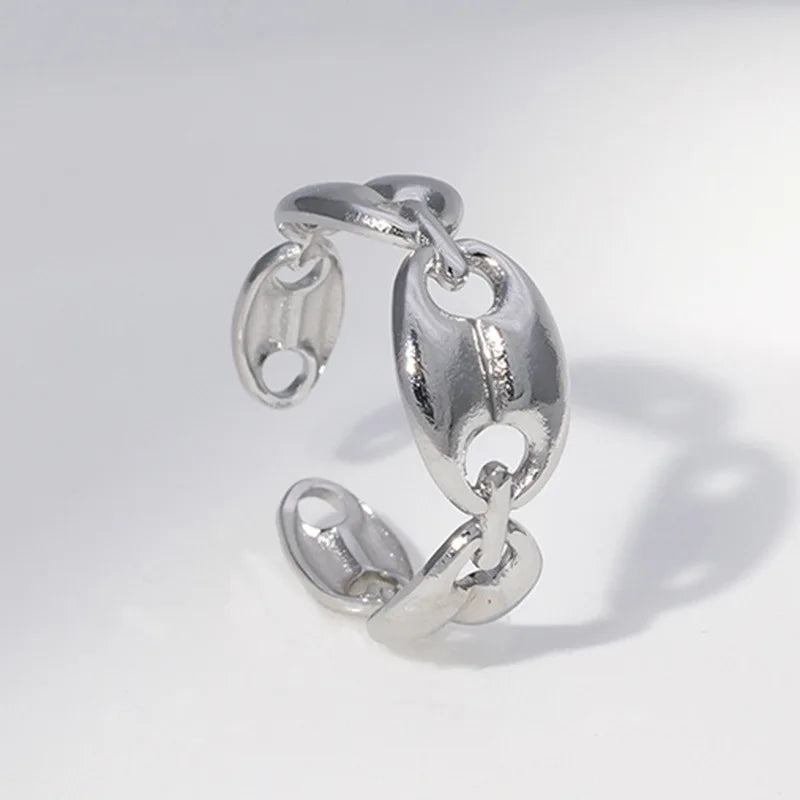 Anillos de café cubanos de Hip Hop para mujeres y hombres, anillos abiertos ajustables de acero inoxidable de Color dorado y plateado, accesorios de regalo