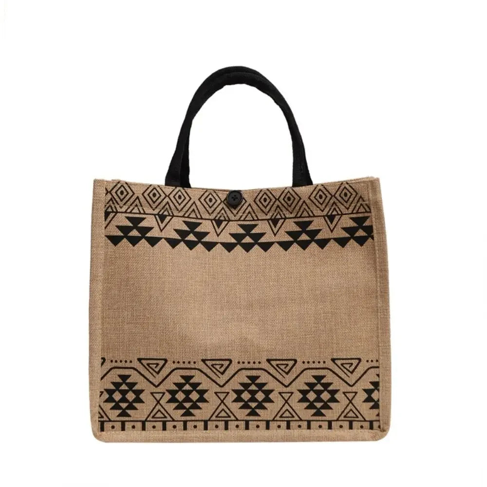 Bolso Tote Coreano Vintage de Lona Ecológica con Bordado para Mujer