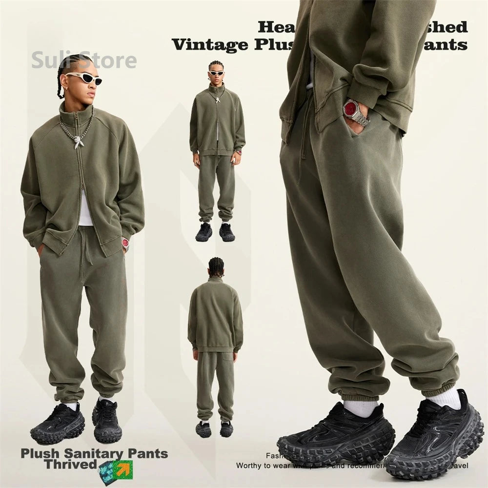 Jogger Polar 355GSM Lavado | Unisex Suelto Retro | Pantalón Chándal Cálido | Invierno 2025 | Ticotrendy