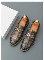 Zapatos Vestir Hombre Estampado Dorado | Negocios Punta Estrecha Antideslizante Formal