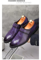 Zapatos Formales Morados Hombre | Charol Punta Estrecha Sin Cordones Cómodos Negocios