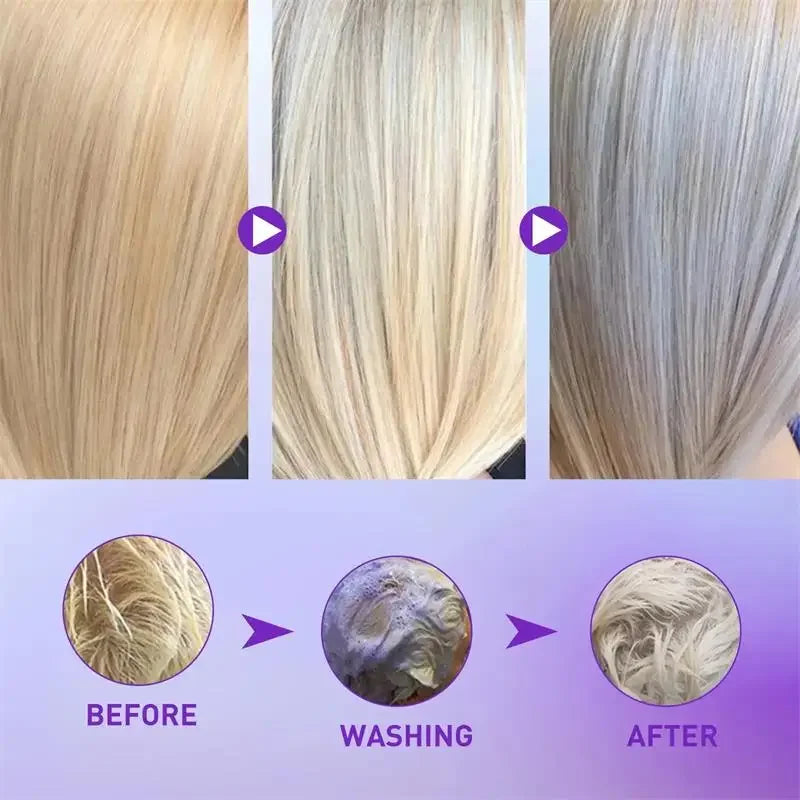 Mascarilla para el cabello con bloqueo mágico, blanqueador de cabello rubio, amarillo, elimina el lino, efecto Color gris plateado, champú para el cabello antioloros de latón