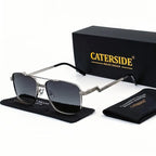 Gafas de Sol CATERSIDE Polarizadas | Lentes Planas y Doble Puente | Montura Metal | UV400