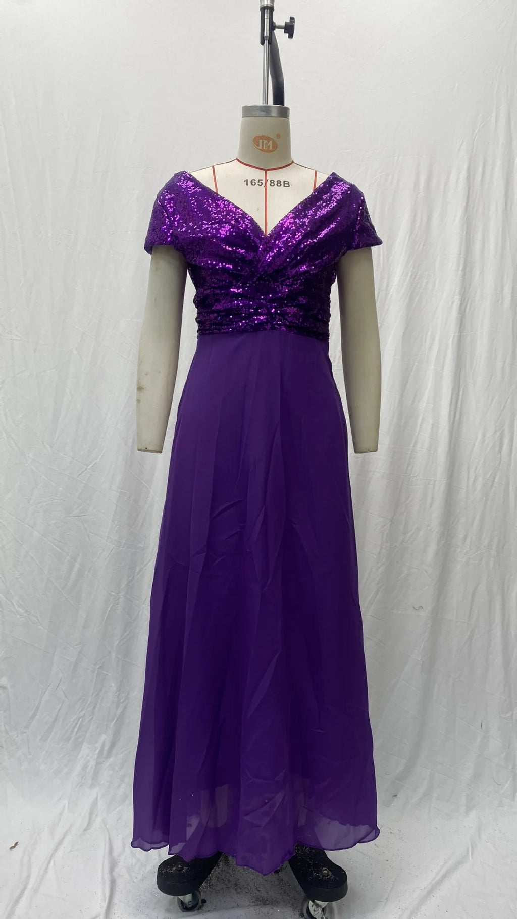 Vestido elegante de gasa con lentejuelas para mujer, cuello en V, dobladillo plisado, lentejuelas femeninas, vestido largo de cóctel para graduación, vestido de noche de boda