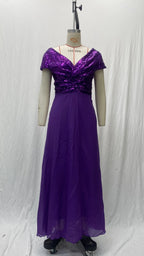 Vestido elegante de gasa con lentejuelas para mujer, cuello en V, dobladillo plisado, lentejuelas femeninas, vestido largo de cóctel para graduación, vestido de noche de boda