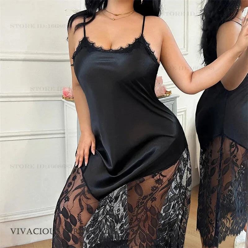Camisón con Encaje Calado | Cuello en V | Talla Grande