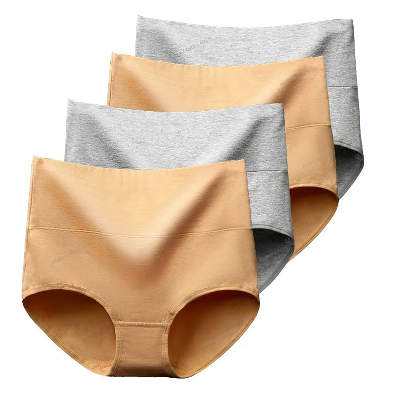 4 Paquete Bragas Cintura Alta | Algodón Moldeador Talla Grande | Tico Trendy