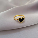 Anillos simples de corazón de amor de concha de acero inoxidable para mujeres y niñas, anillos de concha blanca y negra, regalos de joyería para amigos