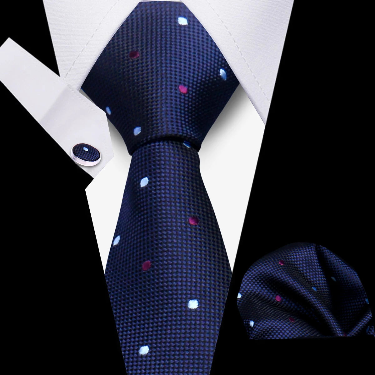 Conjunto Corbata Pañuelo Gemelos Negocios Boda Accesorio De Moda