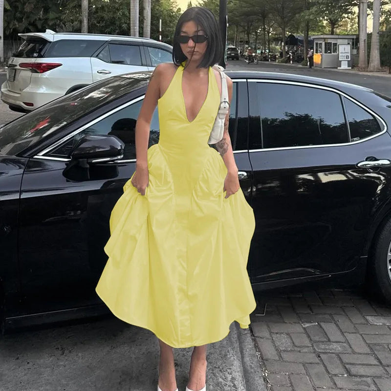 Vestido de fiesta con escote en V y espalda descubierta | Vestidos largos sexys