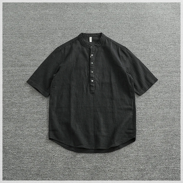 Camisa Lino Algodón Hombre | Estilo Retro | Manga Corta | Cuello Abierto | Ticotrendy Costa Rica