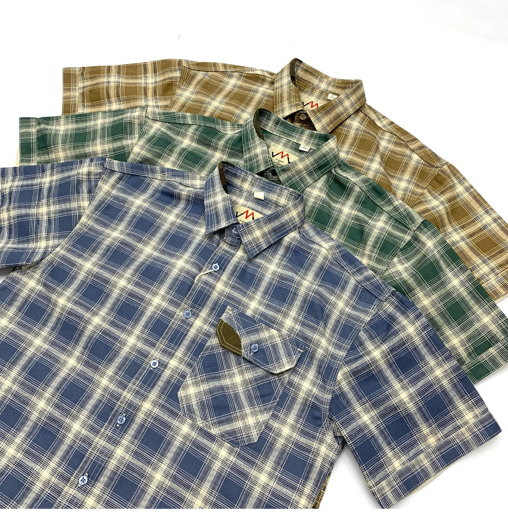Camisa Cuadros Hombre | Algodón 100% | Estilo Retro Japonés | Manga Corta | Ticotrendy Costa Rica