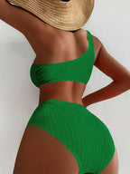 Bikini de Un Hombro y Tiro Alto - Conjunto Elegante para la Arena