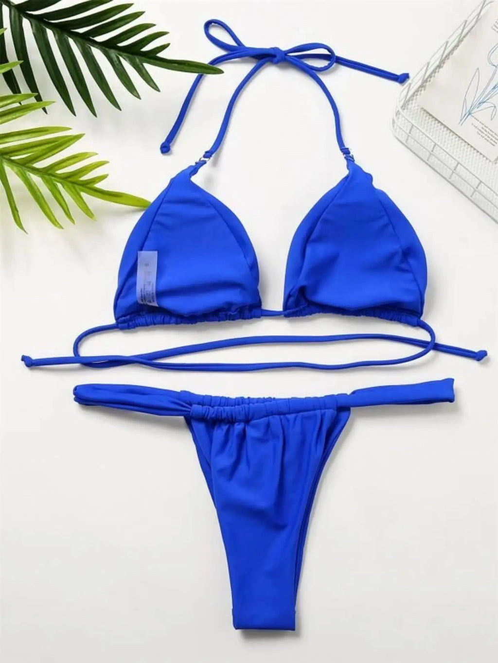 Conjunto de Bikini de Color Liso con Correa para Playa