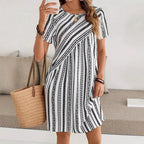 Vestido Rayas para Mujer | Manga Corta y Cuello Redondo | Holgado para Oficina | Tico Trendy
