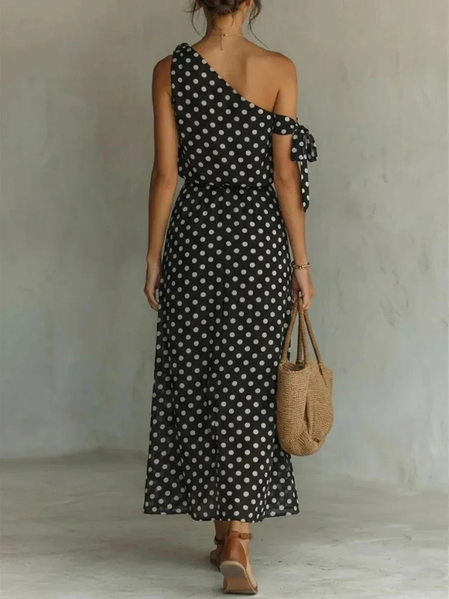Vestido Midi Estampado Hombros Descubiertos