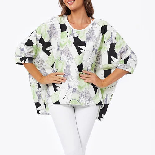 BHFlutter-camisa de talla grande para mujer, Top bohemio estampado, camiseta informal de gasa, 4XL, 5XL, 6XL, 2023