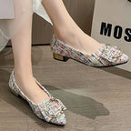 Zapatos Planos de Retales con Hebilla | Estilo Coreano | Punta Estrecha | Primavera y Otoño