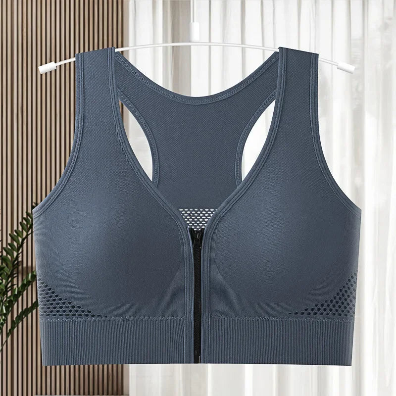 Top Deportivo Cremallera Frontal | Cuello V | Acolchado Sin Costuras | Ticotrendy